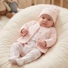 N14729: Baby Pink Heart Bunny 4 Piece Quilted Jacket & Hat Outfit (0-9 Months)